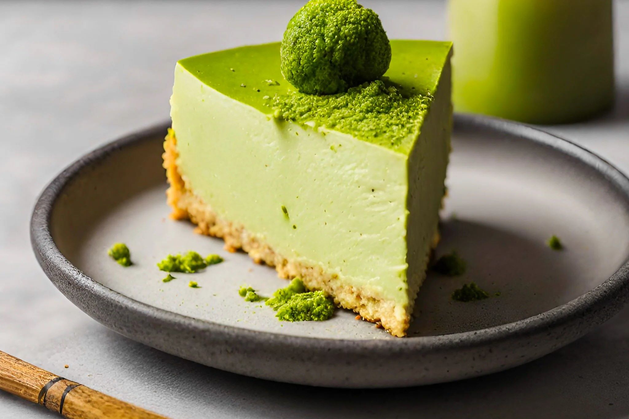 No-Bake Matcha Cheesecake with Almond Crust