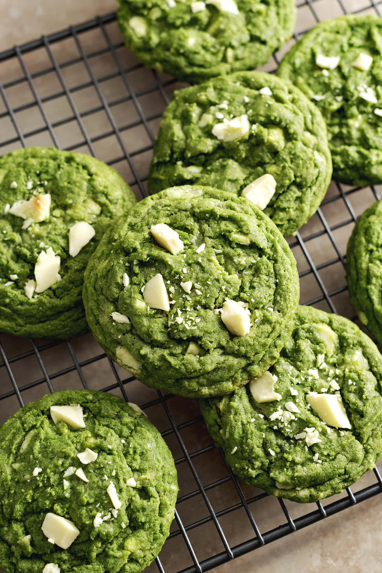 Matcha Green Tea Cookies with White Chocolate Chunks