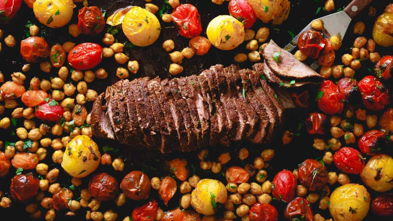 Sheet Pan Mediterranean Herb-Roasted Lamb with Chickpeas