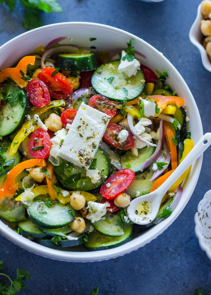 Mediterranean Chickpea & Cucumber Salad with Lemon-Tahini Dressing