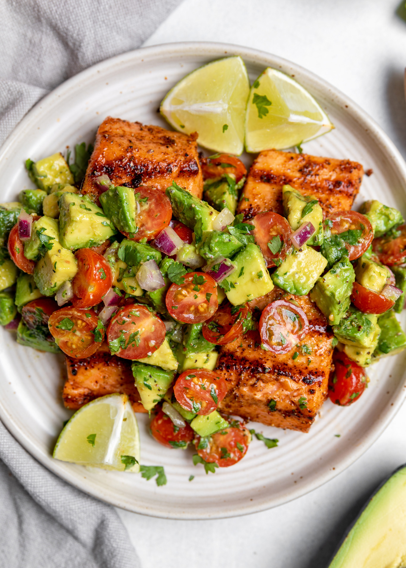 Pan-Seared Salmon with Avocado and Cilantro Lime Salsa