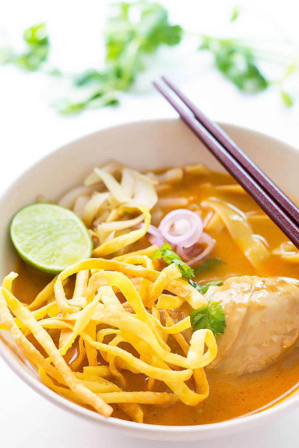 Khao Soi-Inspired Coconut Curry Noodles with Crispy Chicken