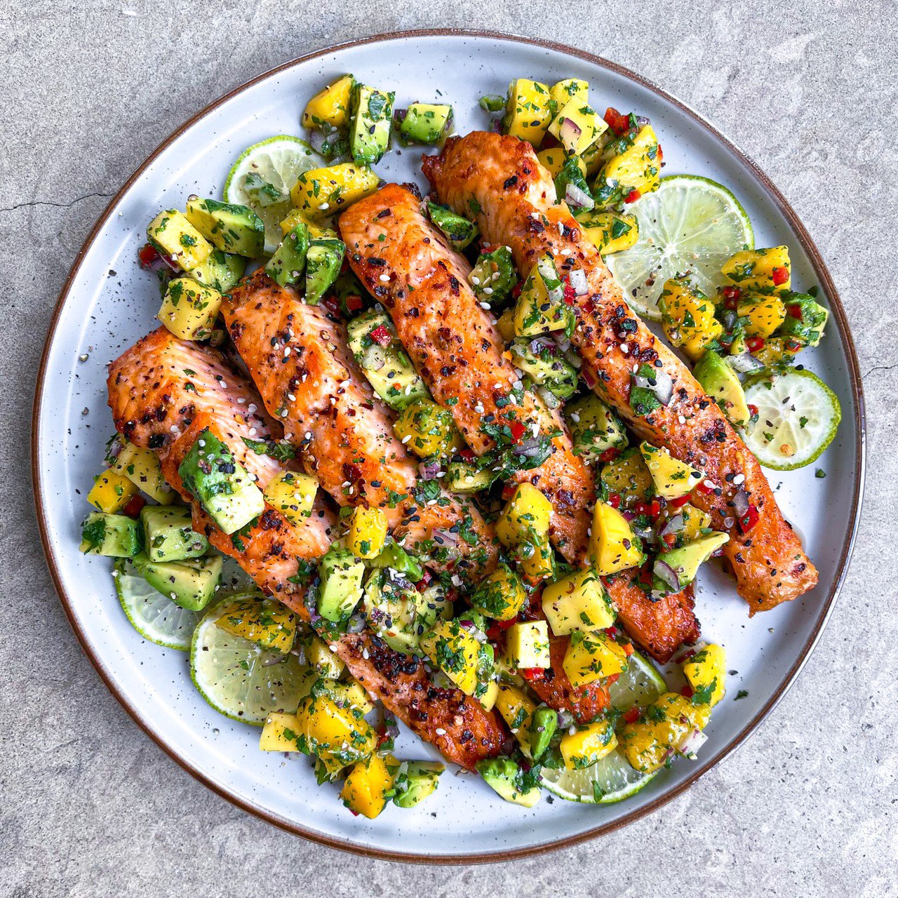 Pan-Roasted Salmon with Mango Avocado Salsa