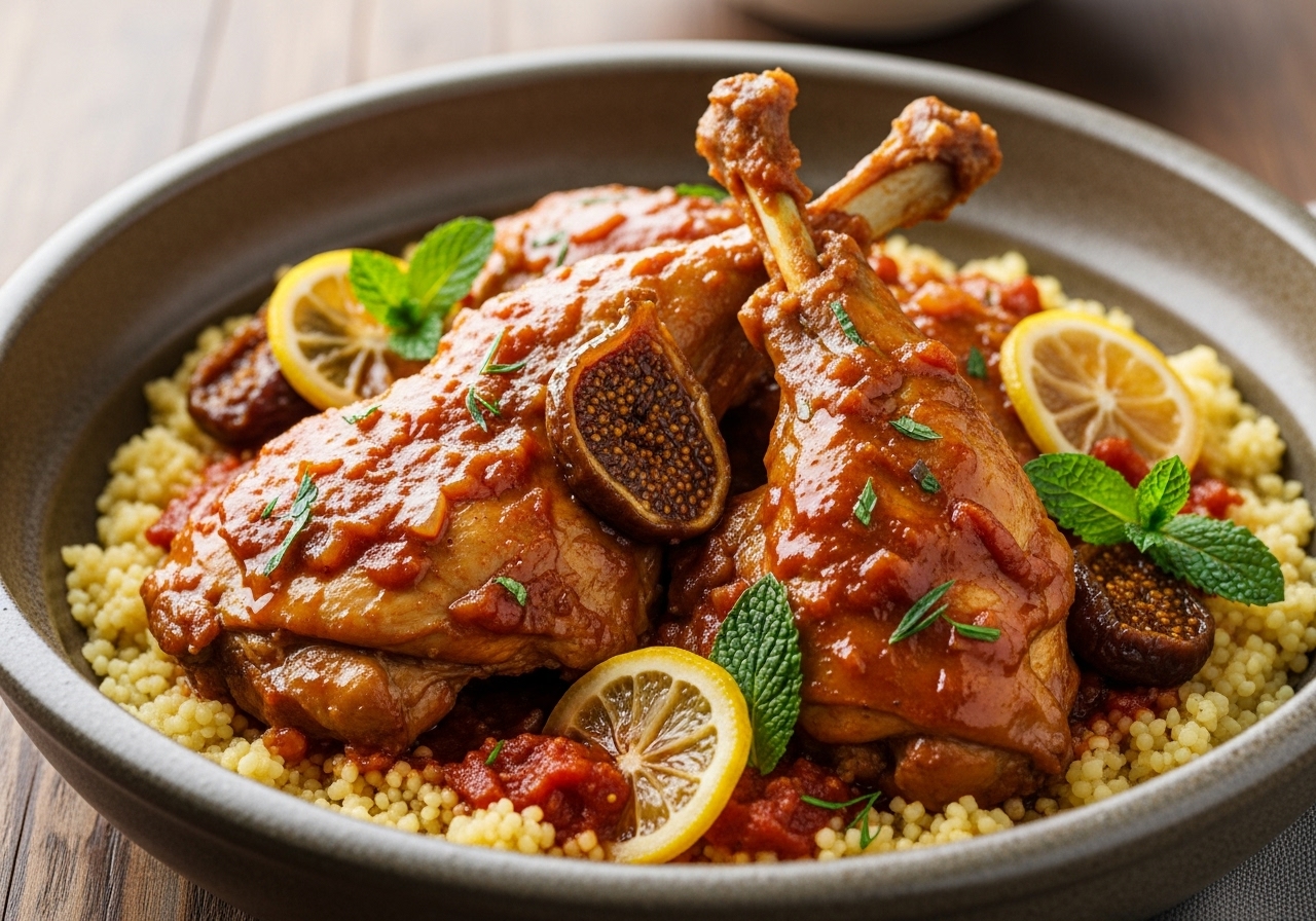 Moroccan-Spiced Rabbit Braise with Figs and Tomato