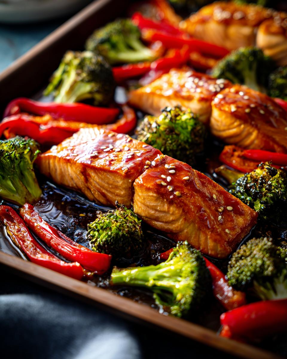Sheet Pan Honey-Soy Glazed Salmon with Broccoli and Sweet Potatoes