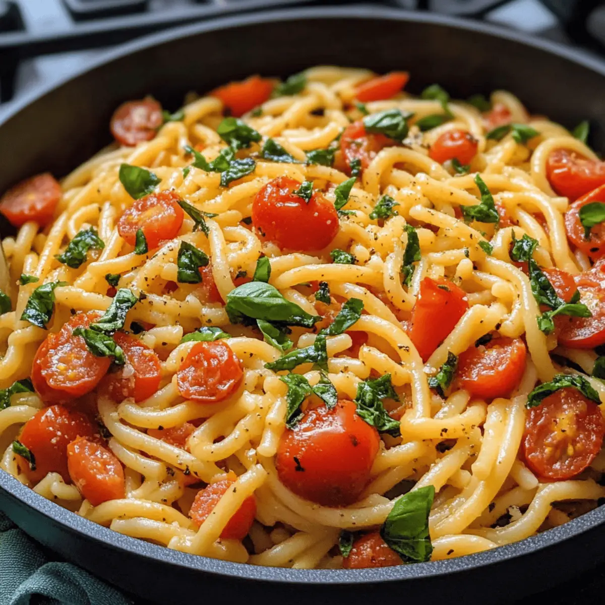 One-Pot Tomato and Basil Pasta with Garlic