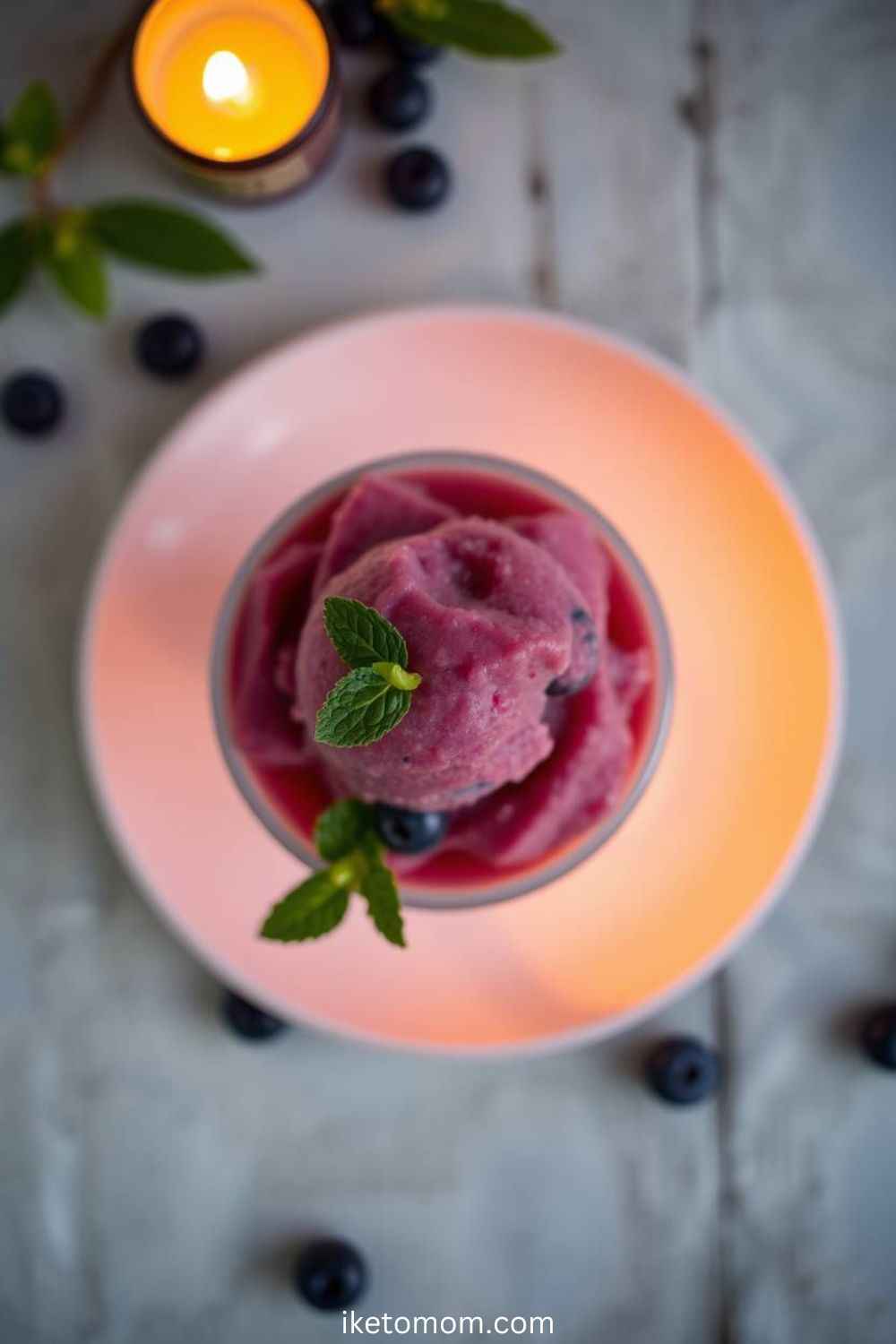 Frozen Blueberry and Mint Sorbet