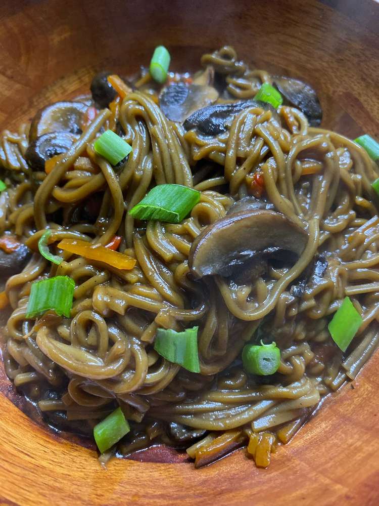 Stir-Fried Soba Noodles with Shiitake Mushrooms and Sesame