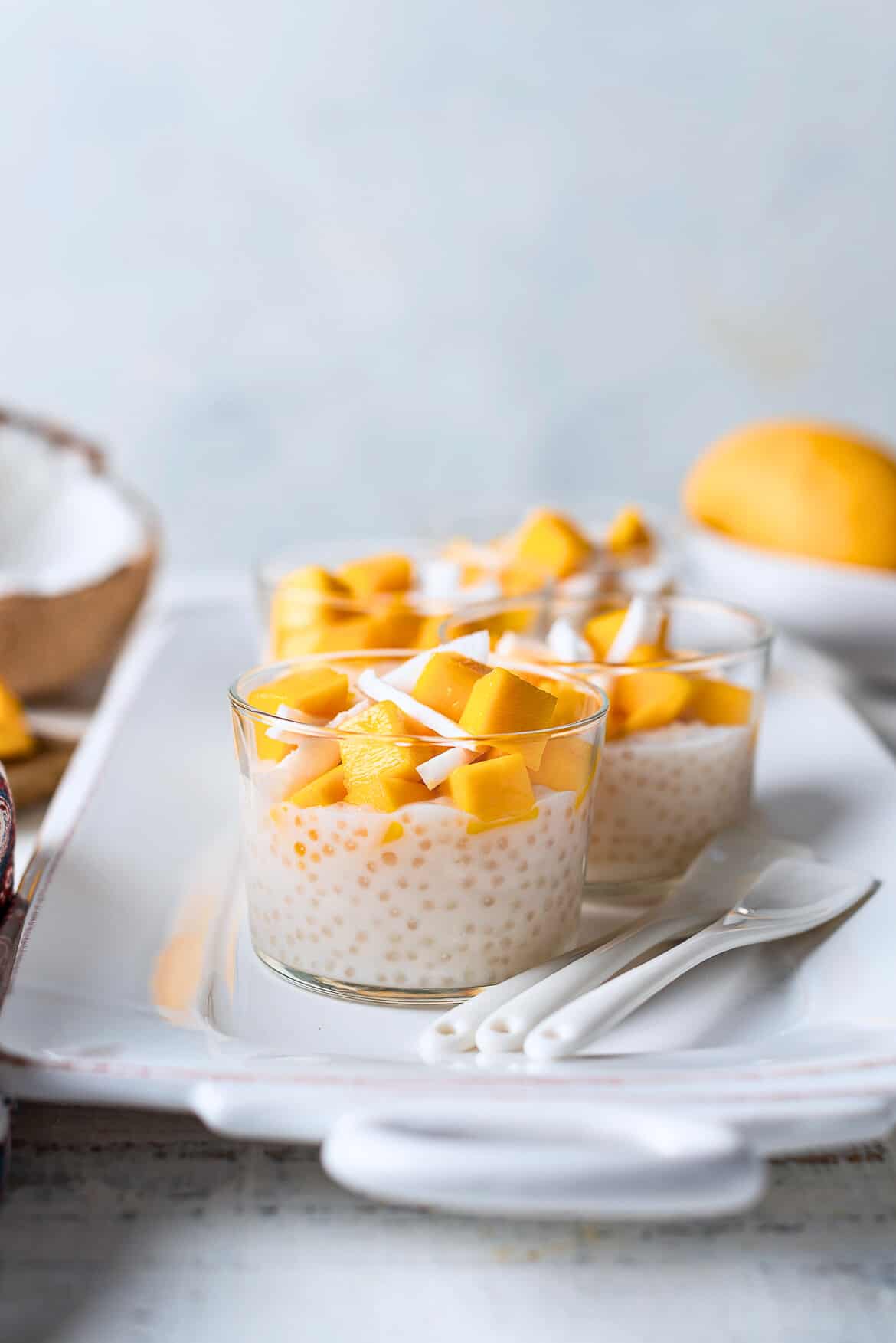 Stovetop Coconut Mango Tapioca Pudding