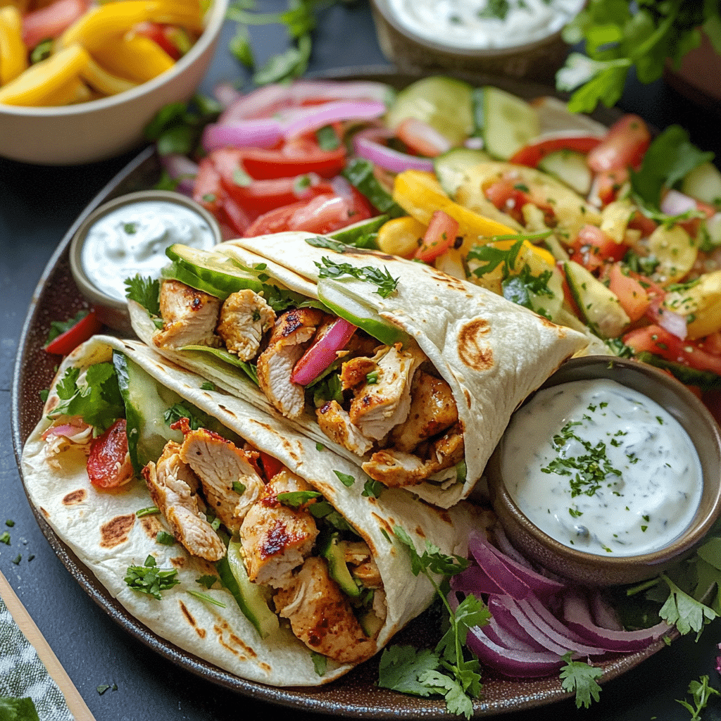 Saffron-Infused Chicken Shawarma with Garlic Yogurt Sauce