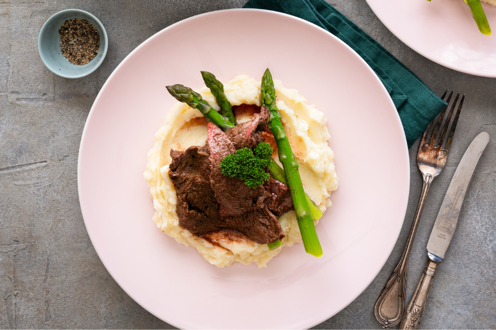 Smoky Kangaroo Steak with Wattleseed Pepper Rub and Sweet Potato Mash