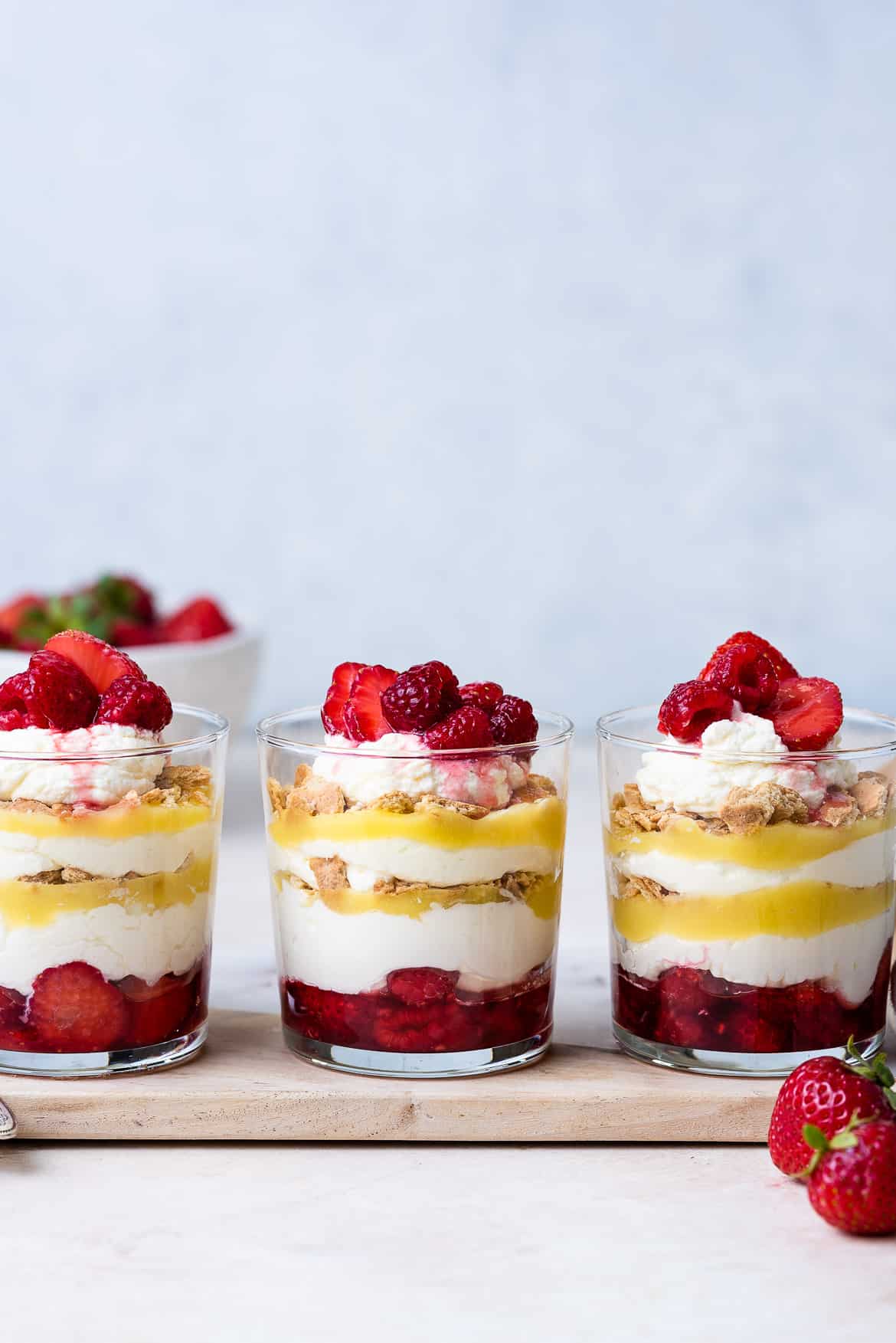 No-Bake Lemon Cheesecake Parfaits with Fresh Berries