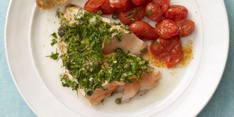 Speedy Herb-Roasted Salmon with Asparagus & Cherry Tomatoes