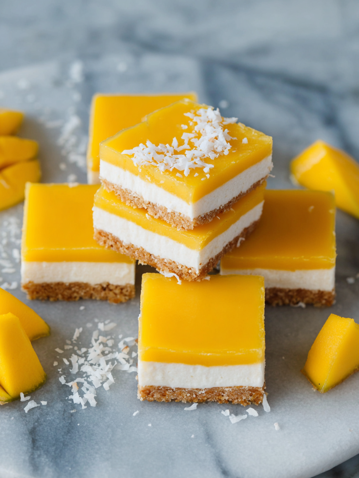 No-Bake Mango Coconut Cheesecake Bars