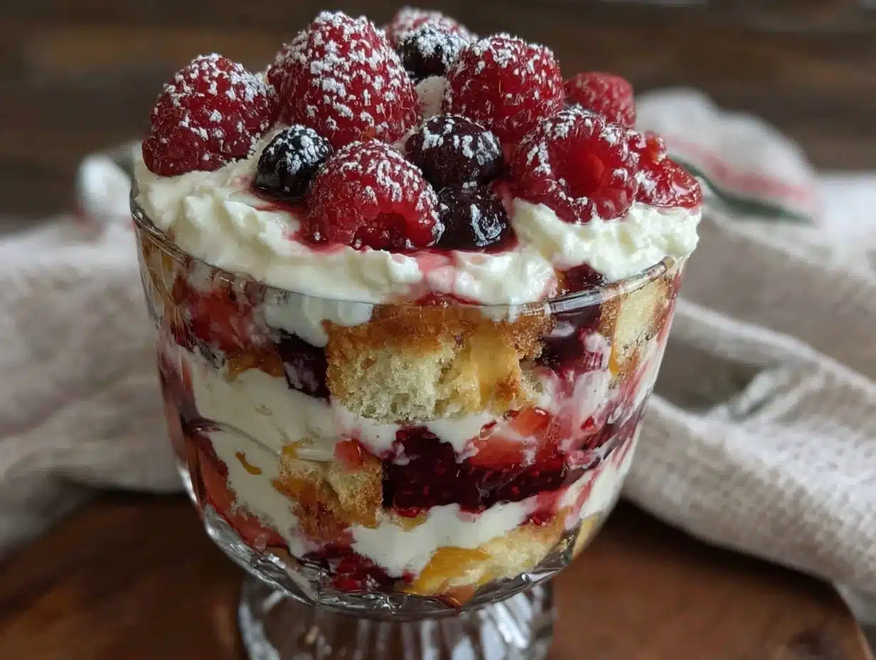 Layered Berry Mascarpone Trifle with Almond Biscotti