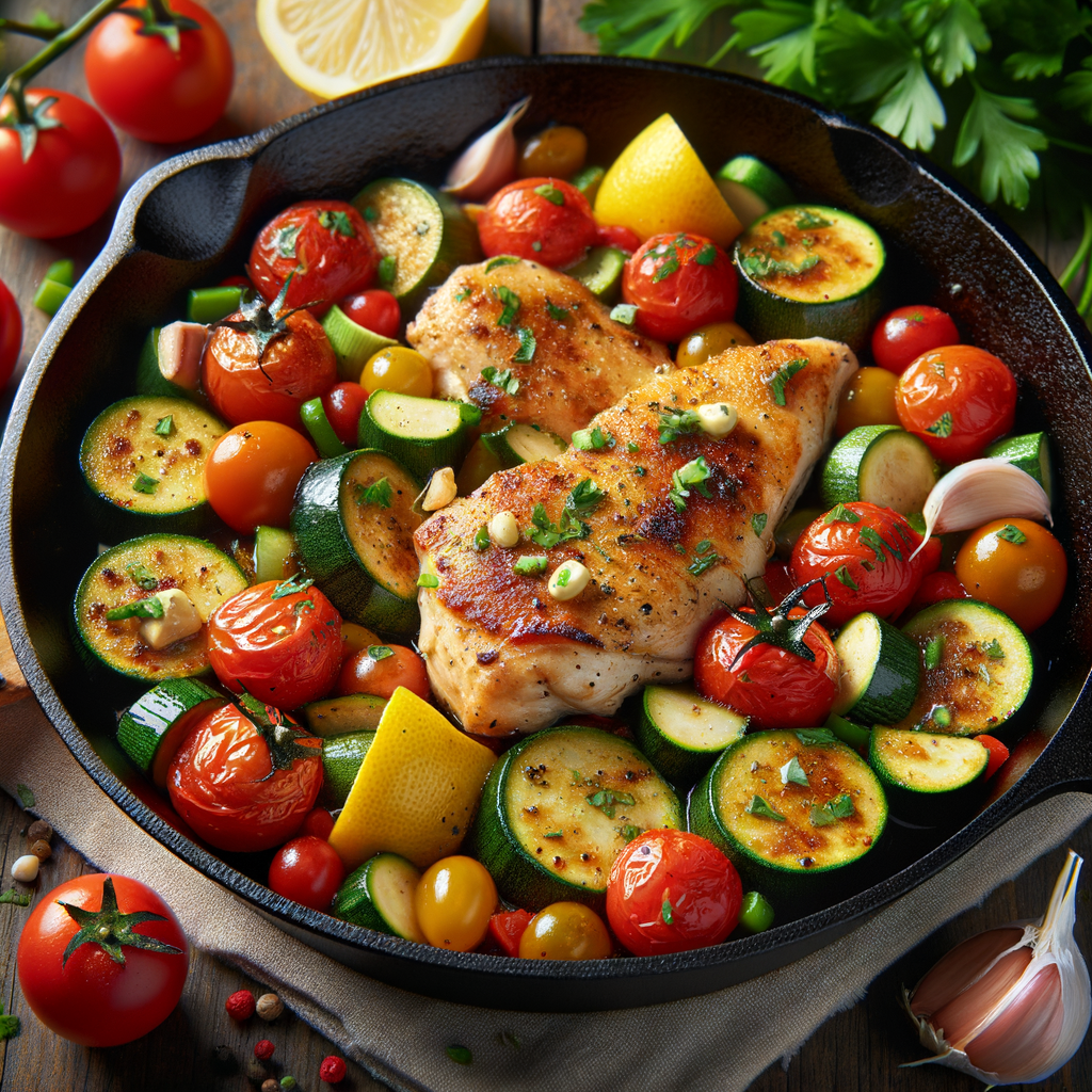 One-Pan Garlic Butter Chicken with Zucchini and Cherry Tomatoes