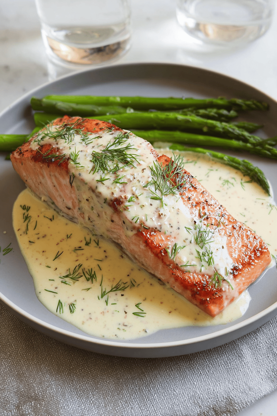 Pan-Seared Salmon with Garlic Butter and Dijon Mustard Sauce