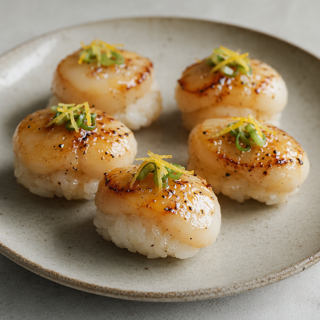 Nigiri-Style Seared Scallops with Yuzu Glaze