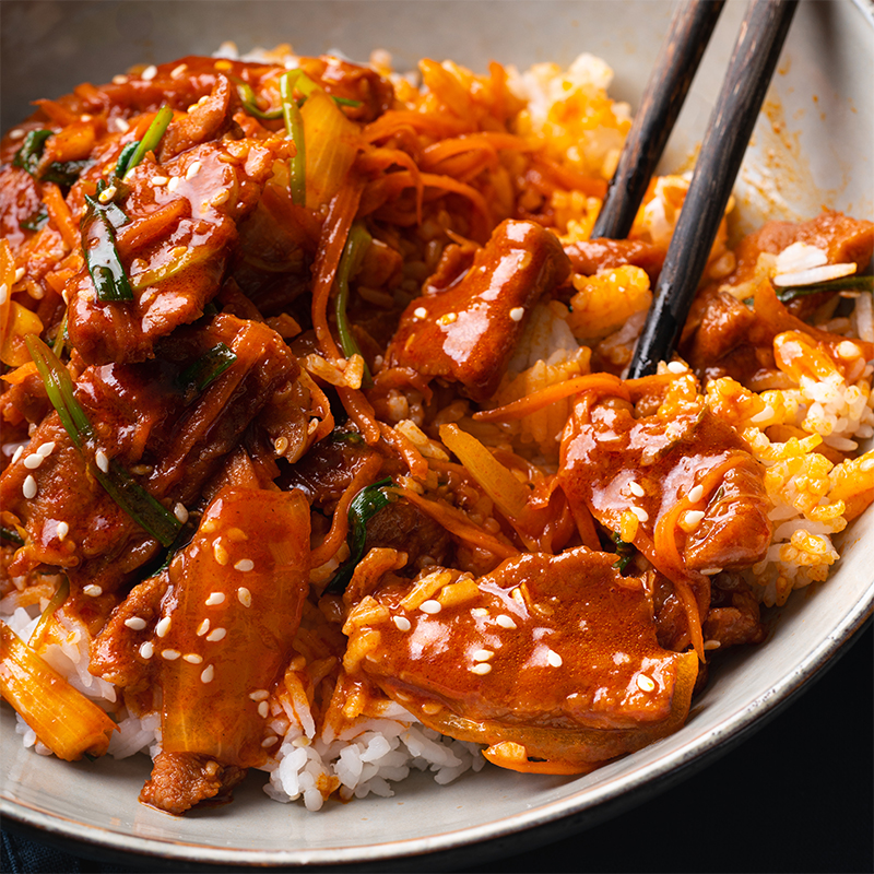 Spicy Korean-Inspired Pork Stir-Fry with Gochujang Glaze