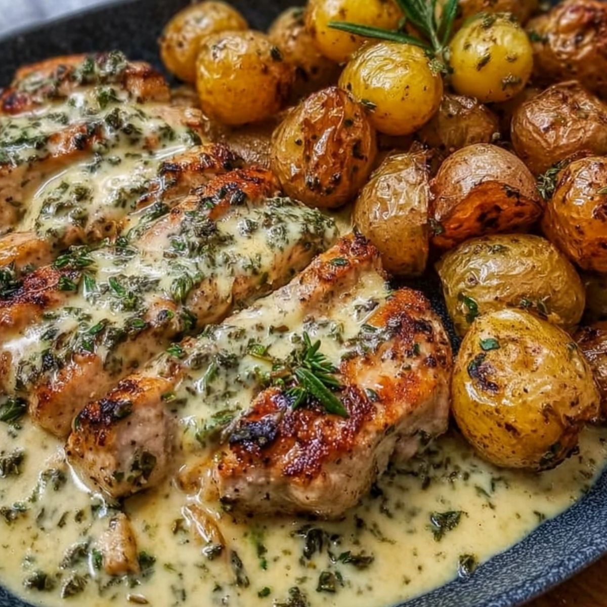 One-Pot Garlic Butter Herb Chicken with Baby Potatoes