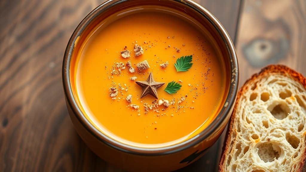 Spiced Michigan Pumpkin Soup with Maple and Nutmeg