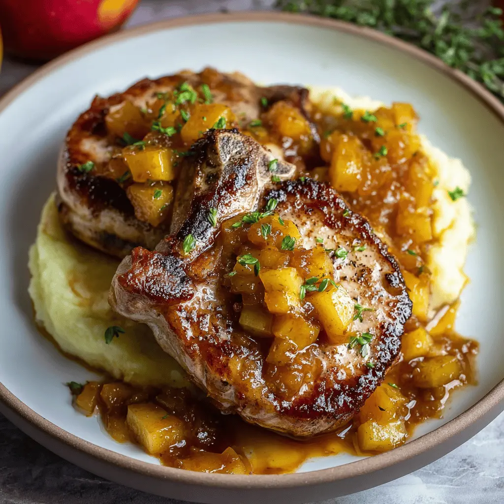 Whiskey-Glazed Pork Chops with Apple-Onion Chutney