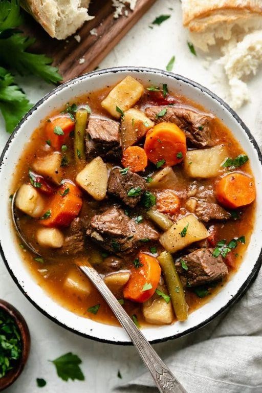 Slow Cooker German Beef Stew with Root Vegetables