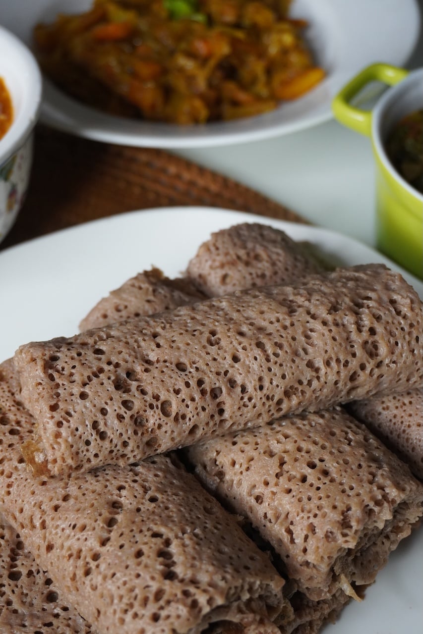 Injera Flatbread Batter Fermentation and Cooking