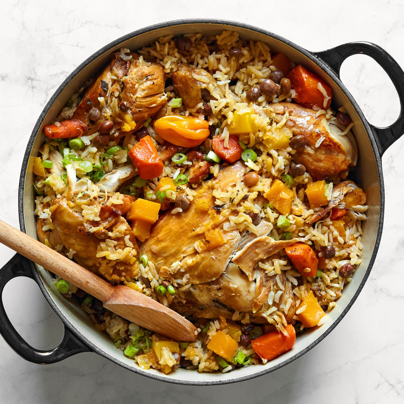 Curry-Spiced Chicken Pelau with Caramelized Peas
