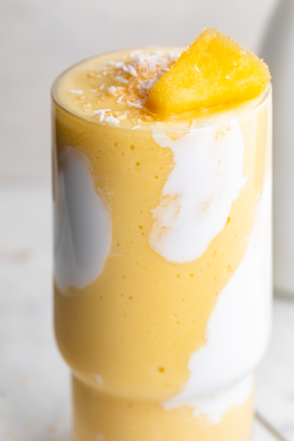 Blended Mango-Pineapple Smoothie with Coconut Cream