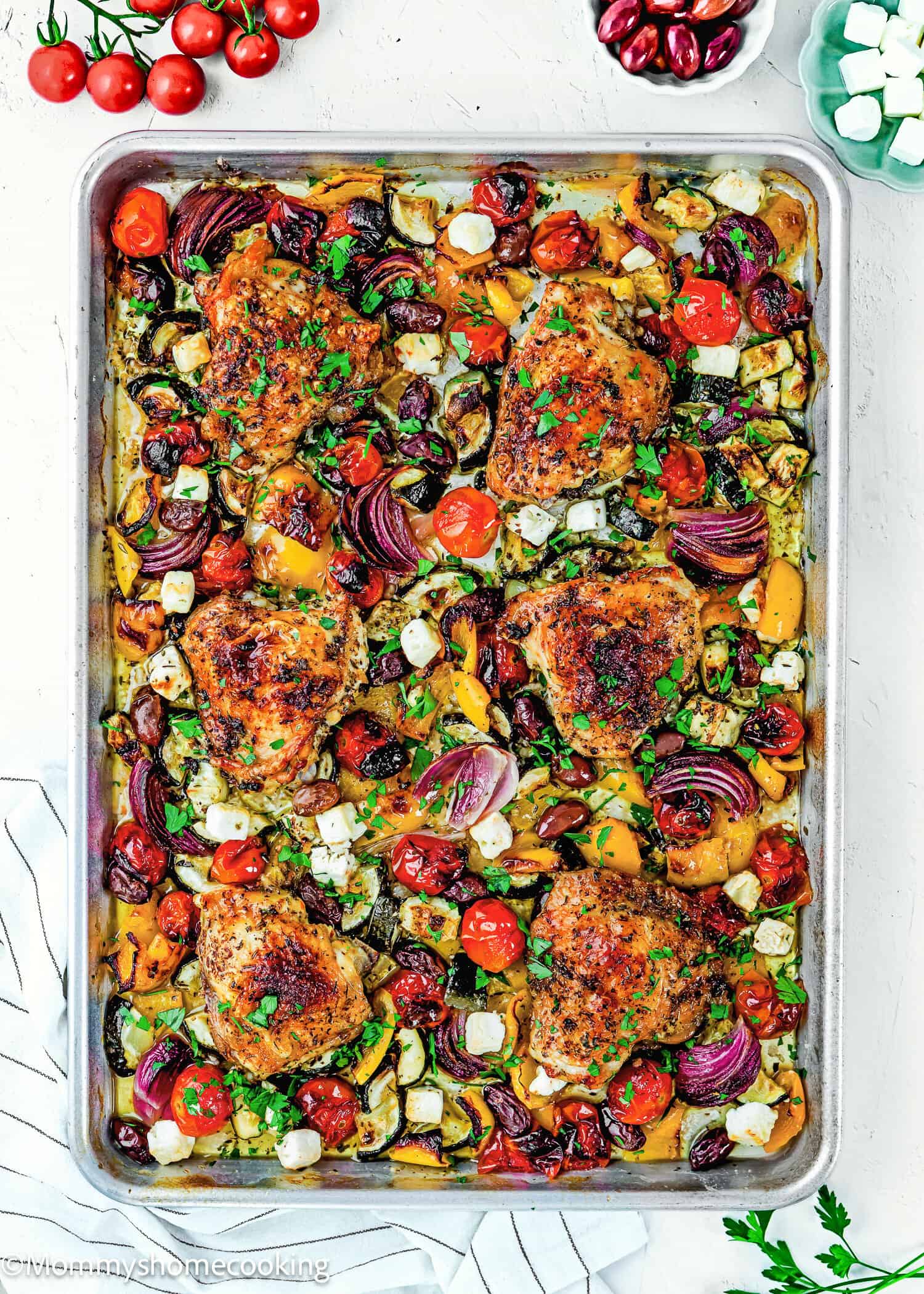Mediterranean Sheet Pan Lemon-Oregano Chicken with Chickpeas