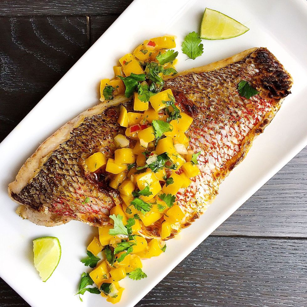 Grilled Marinated Pargo Rojo with Tropical Mango Salsa
