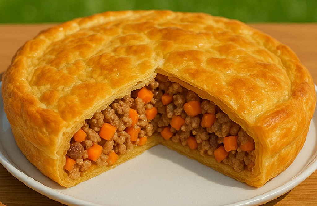 Beef and Veggie Meat Pie with Golden Pastry
