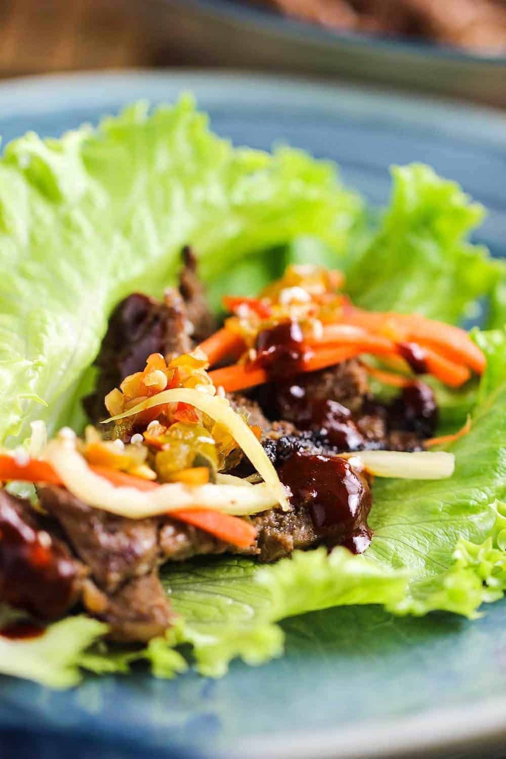 Honey-Garlic Glazed Korean Beef Lettuce Wraps