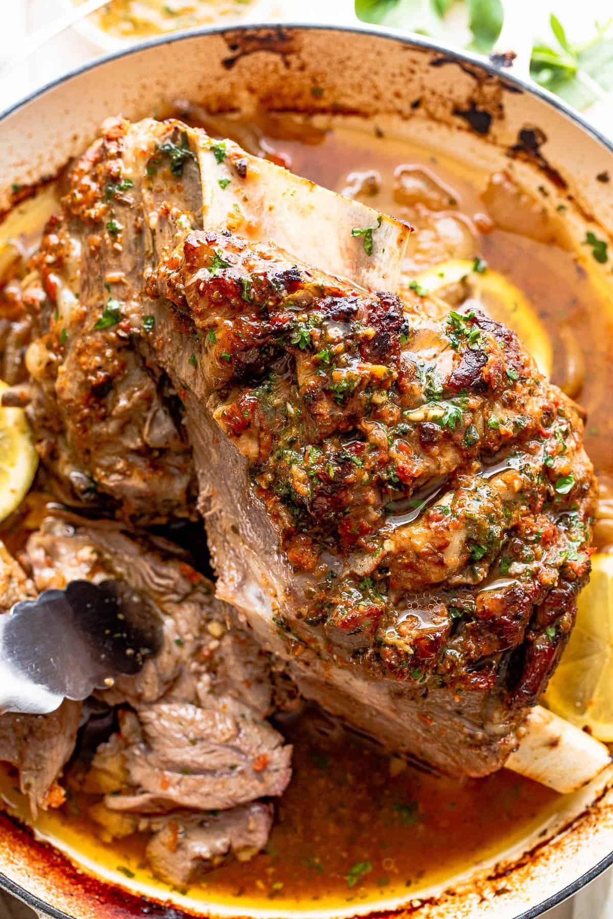 Slow-Roasted Mediterranean Lamb Shoulder with Lemon and Herbs