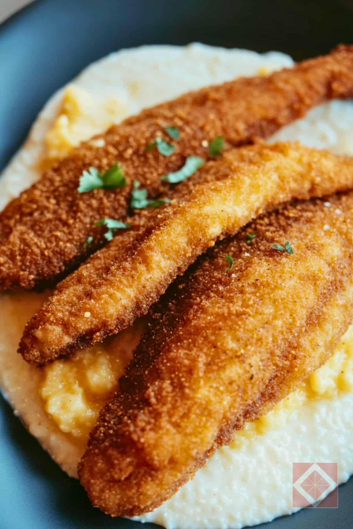 Pan-Fried Catfish with Spiced Grits and Fried Green Tomatoes