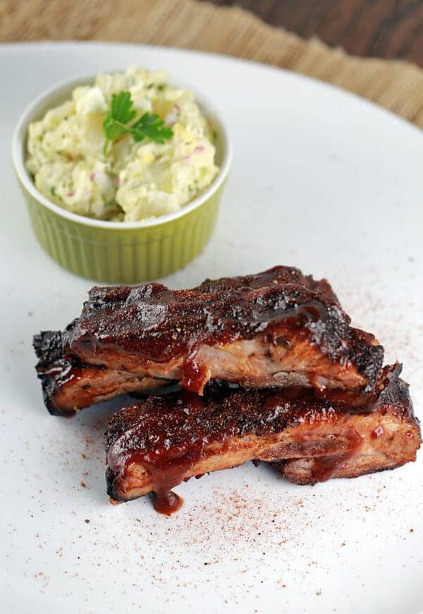 Dry-Rubbed Memphis Barbecue Pork Ribs with Tangy Vinegar Slaw