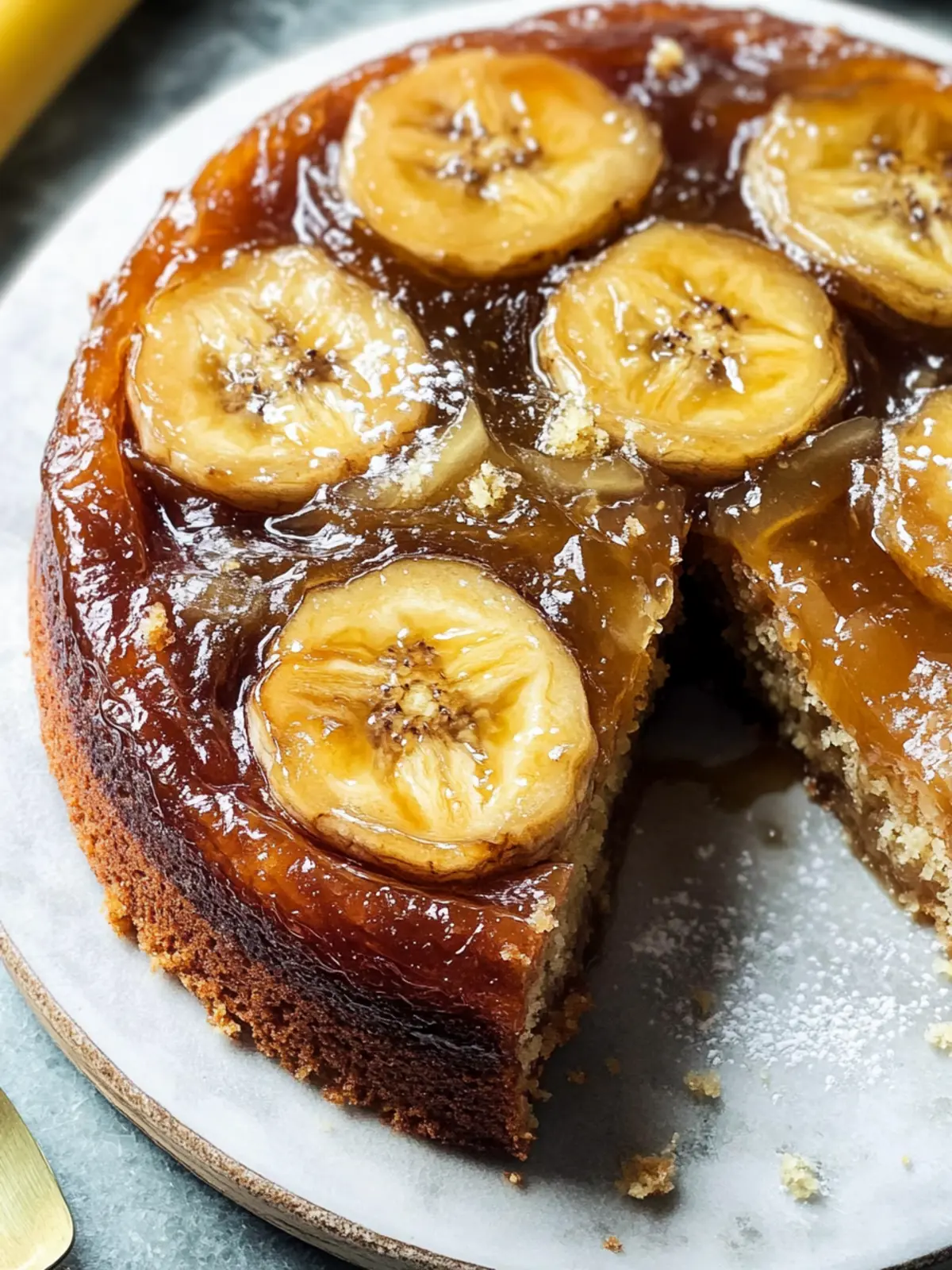 Caramelized Banana and Walnut Upside-Down Cake