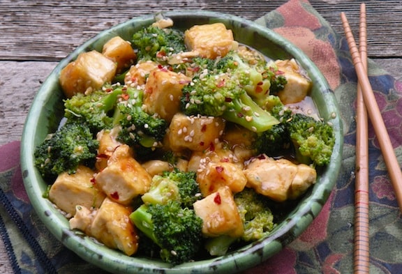 Ginger-Sesame Stir-Fried Tofu with Broccoli and Carrots