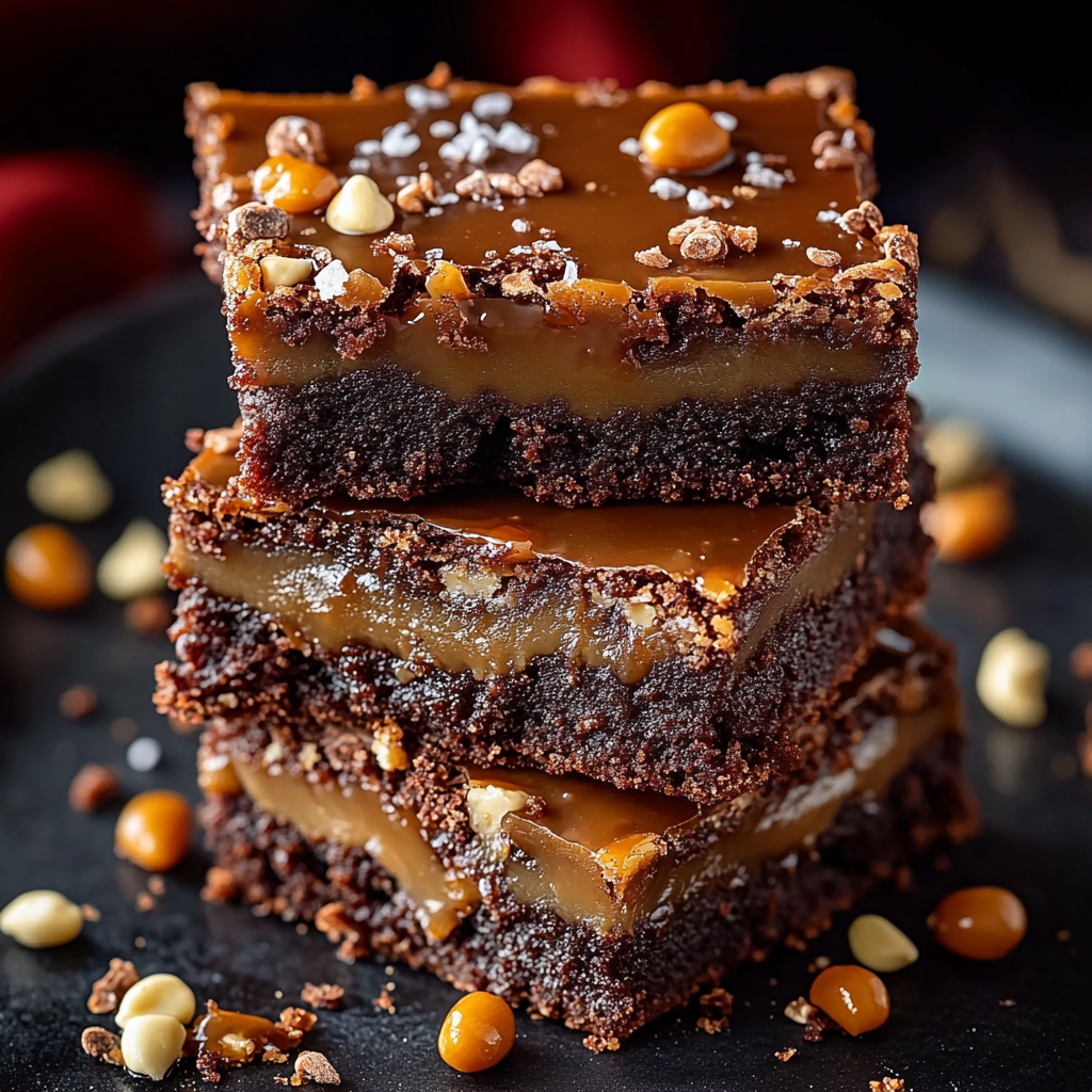 Sheet Pan Brownie Bars with Salted Caramel Drizzle