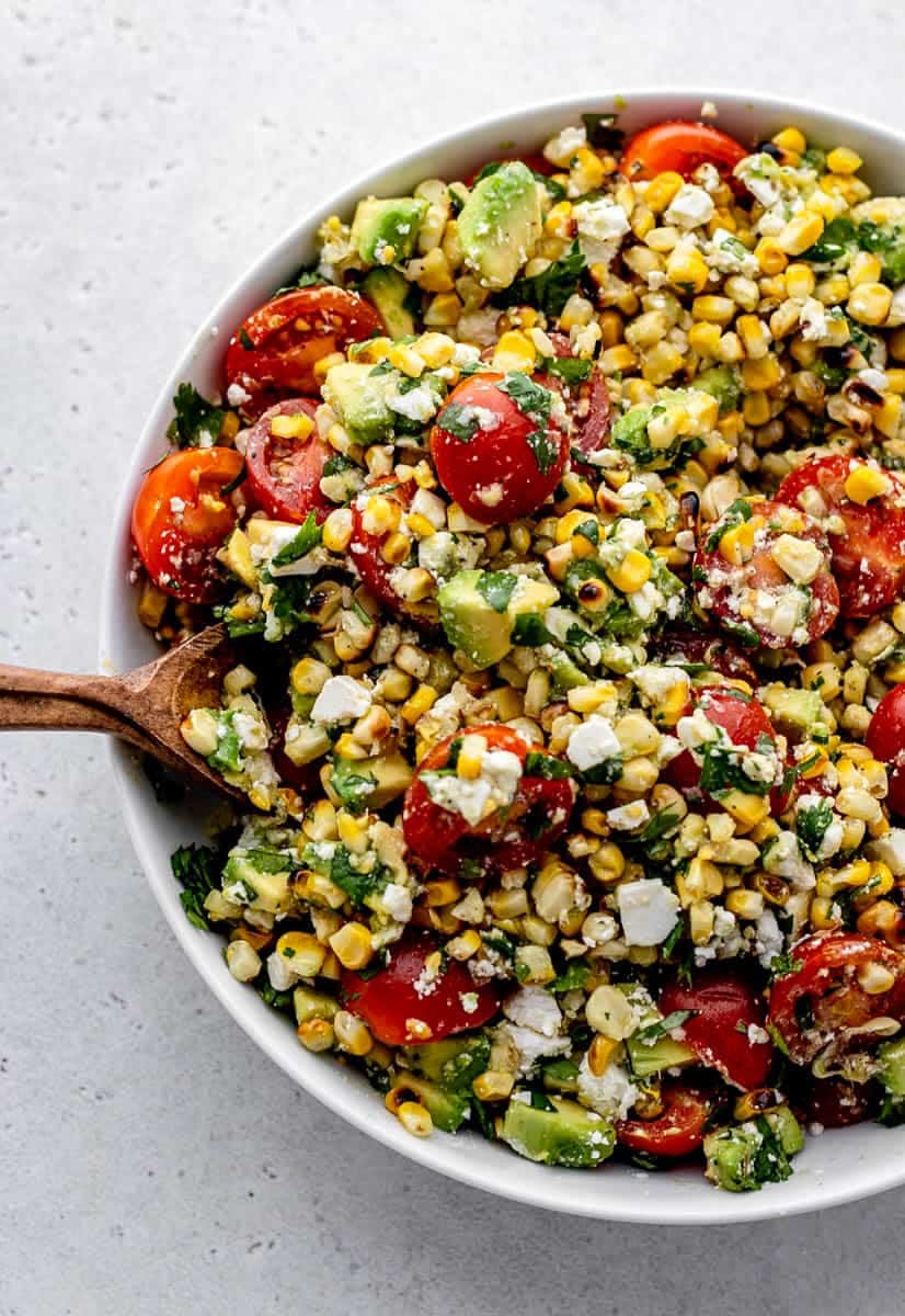 Toasted Corn and Avocado Salad with Cilantro Lime Dressing