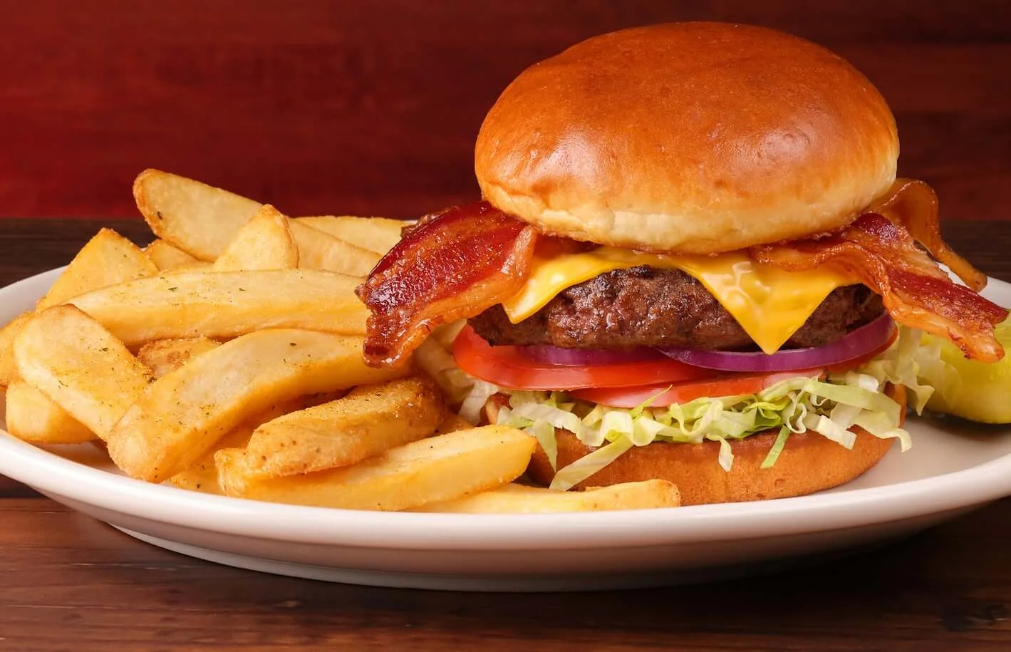 Grilled Texas-Style Beef Burger with Bacon and Cheddar