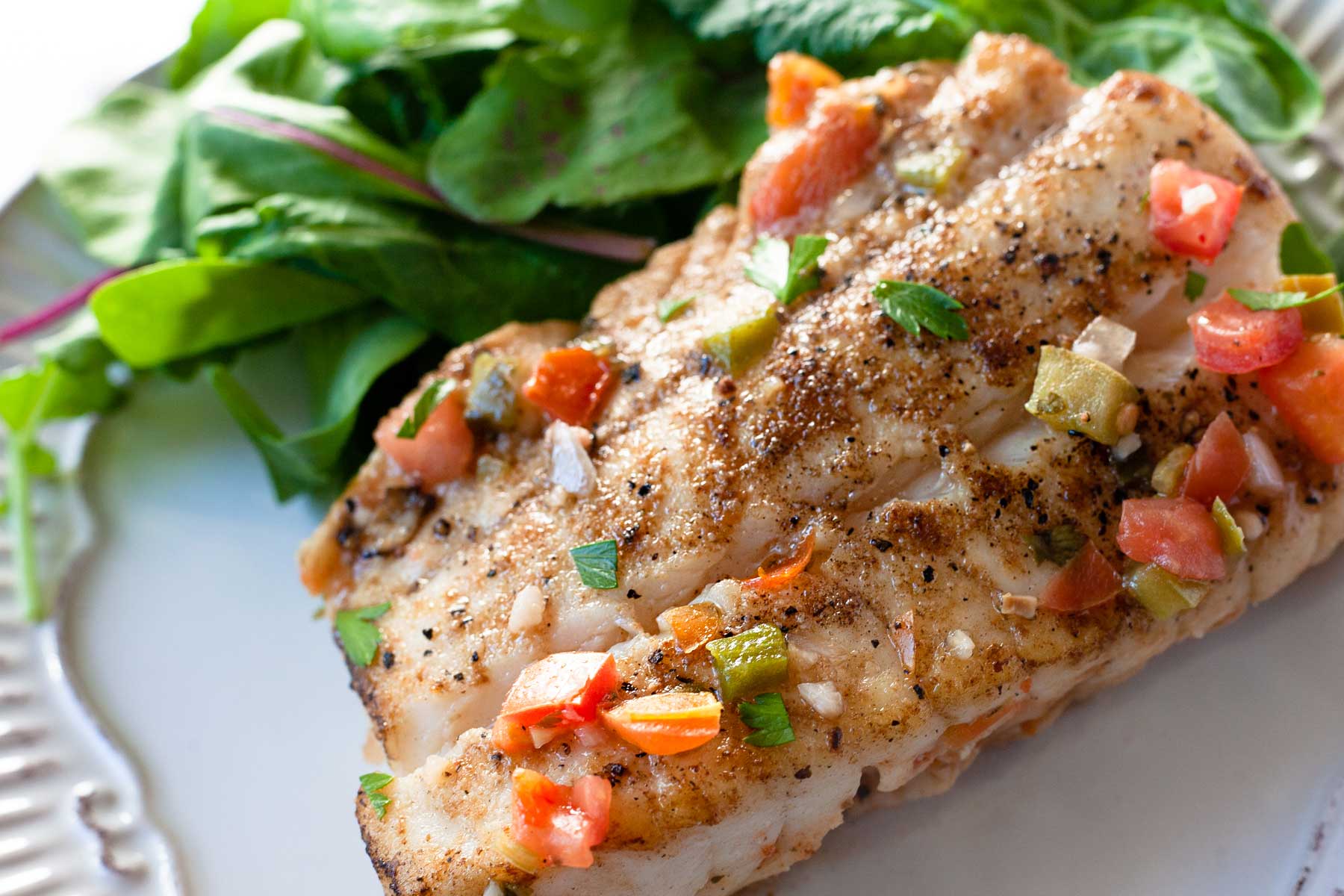 Pan-Roasted Gulf Redfish with Roasted Poblano and Corn Salsa