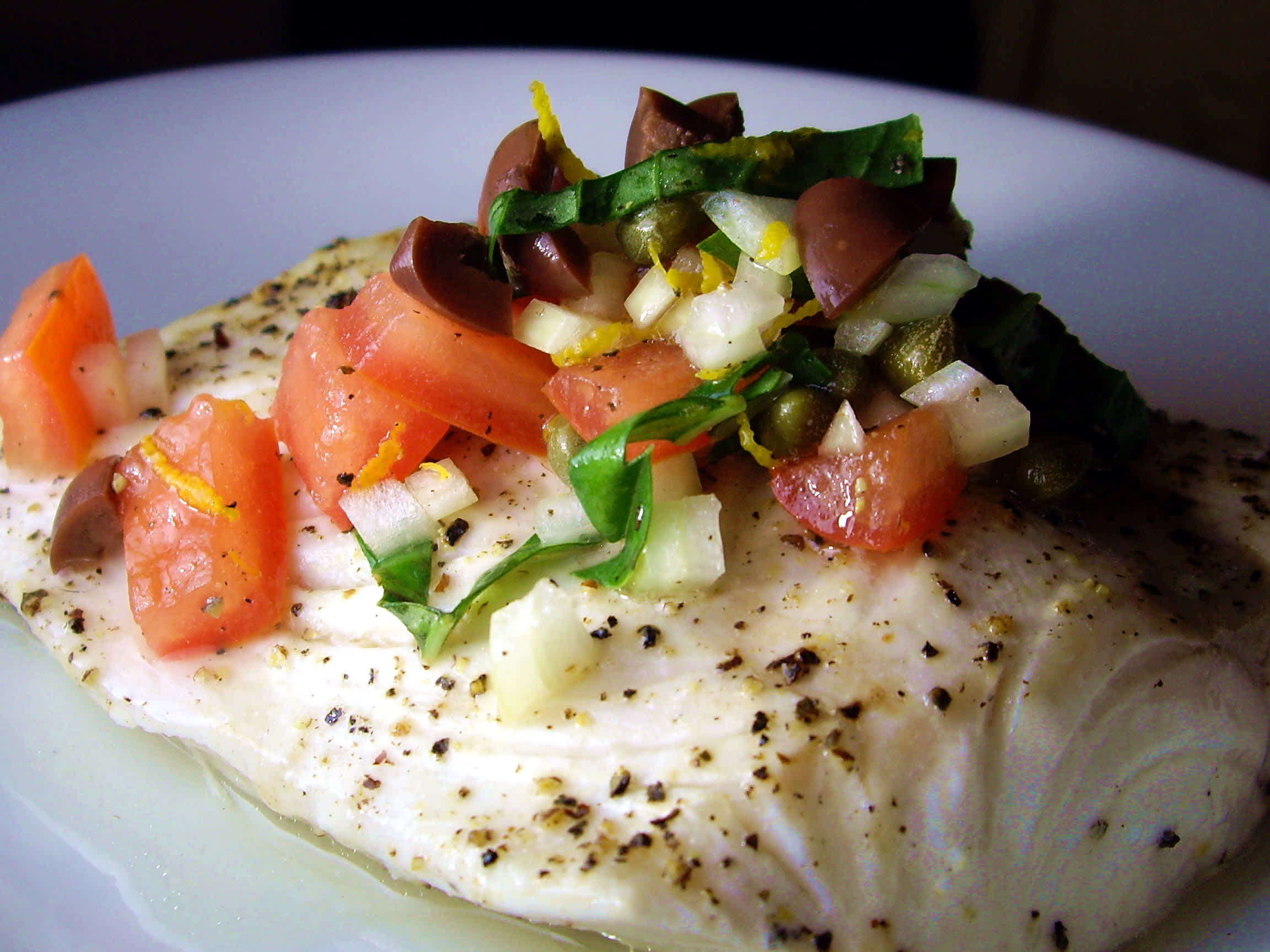 Olive Oil Poached Mediterranean Cod with Herb Salsa Verde