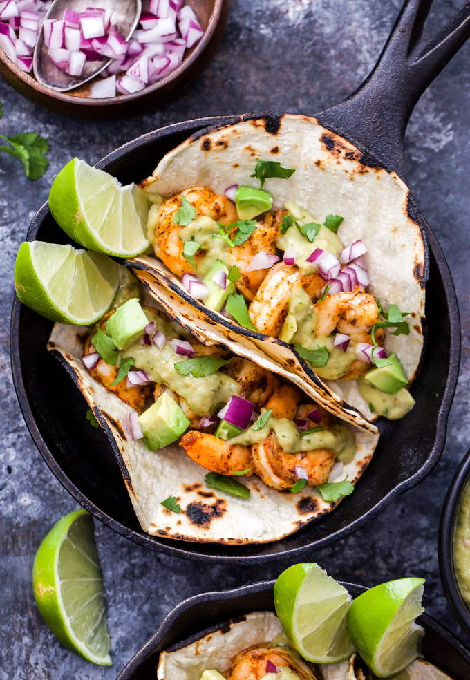 Spicy Sheet Pan Shrimp Tacos with Avocado Salsa