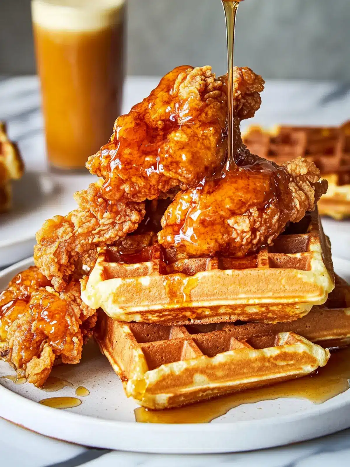 Honey-Glazed Fried Chicken with Buttermilk Waffles