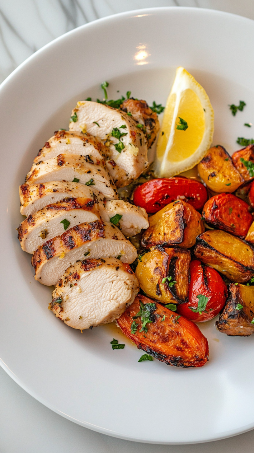 Herb-Crusted Chicken with Lemon-Dill Roast Vegetables