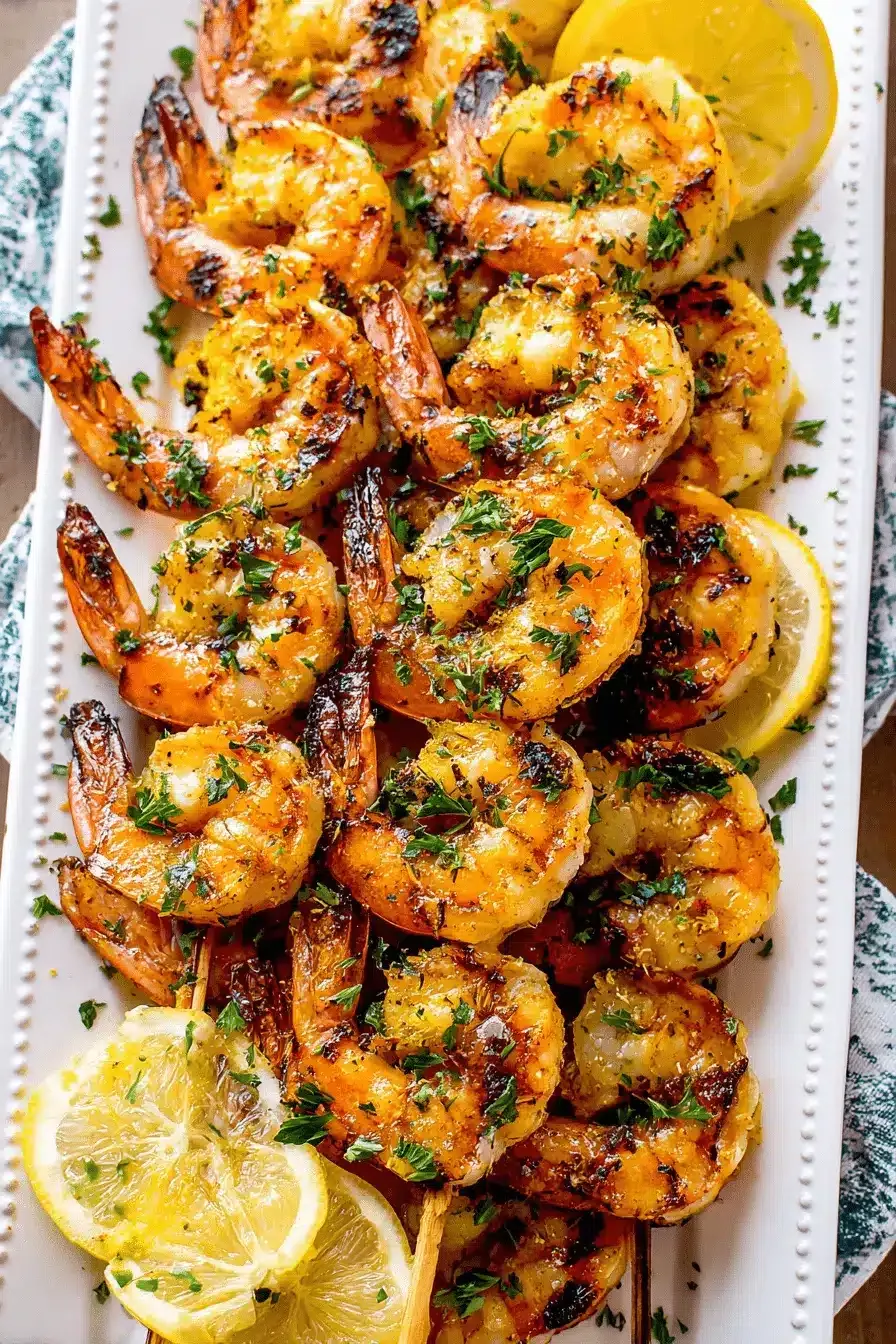 Lemon-Grilled Shrimp Skewers with Garlic and Thyme
