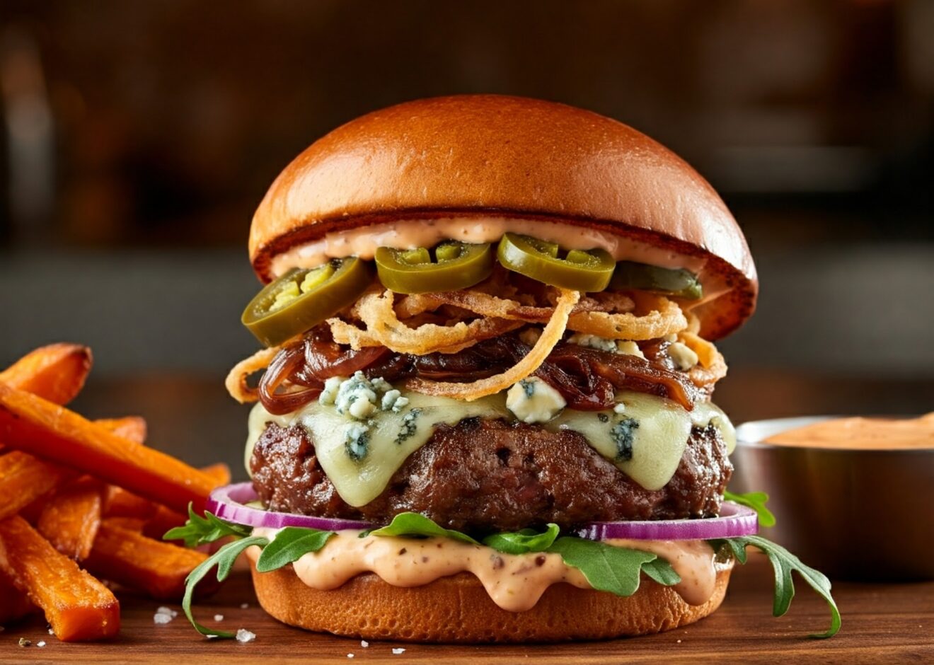 Rustic Farmhouse Burger with Hand-Cut Fries