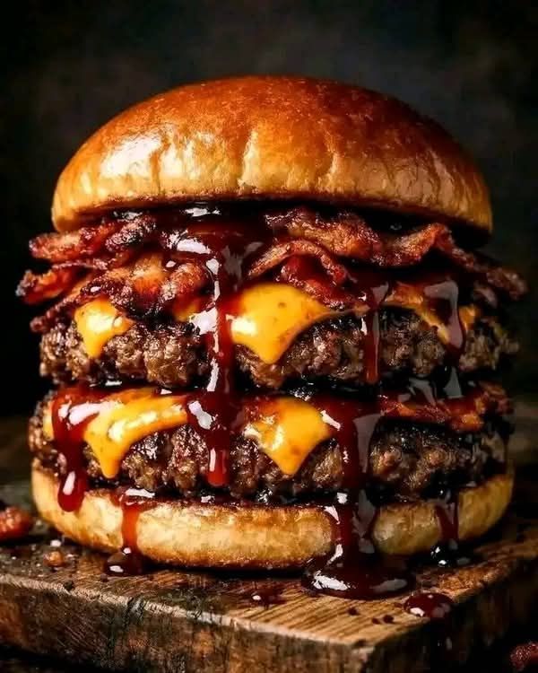 Grilled Farmhouse Burger with Smoky Bacon and Aged Cheddar